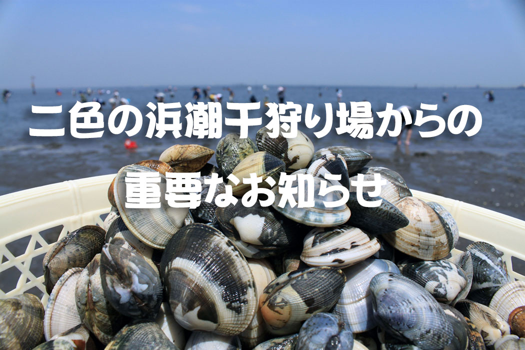 二色の浜潮干狩り場からの重要なお知らせ