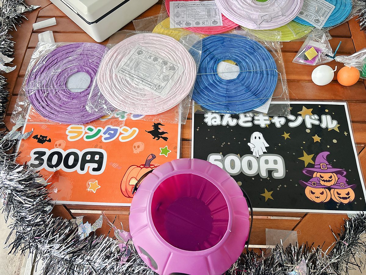 ハロウィンのランタンやねんどキャンドルのワークショップ用品